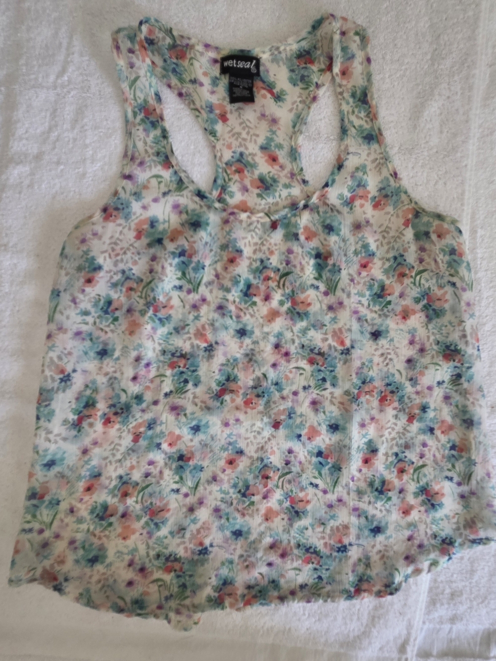 Vintage Wet Seal Y2K Sheer Floral Racerback Tank Top